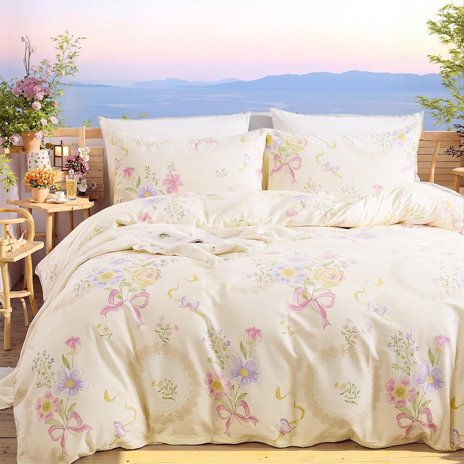 Aesthetic Floral Duvet Cover - Capa de edredão floral, tamanho queen/king