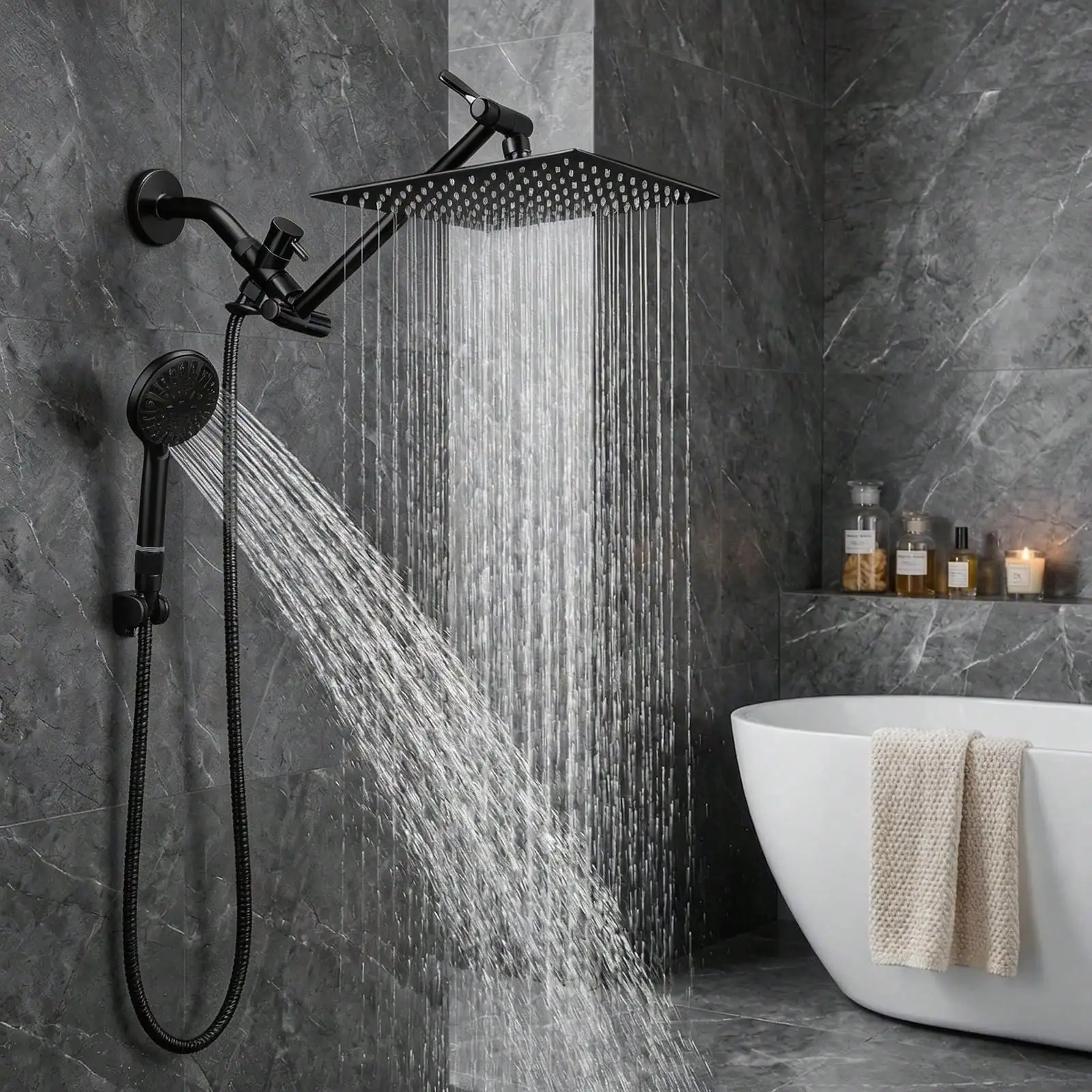 High Pressure Shower Head Handheld - Chuveiro duplo com ducha de mão,