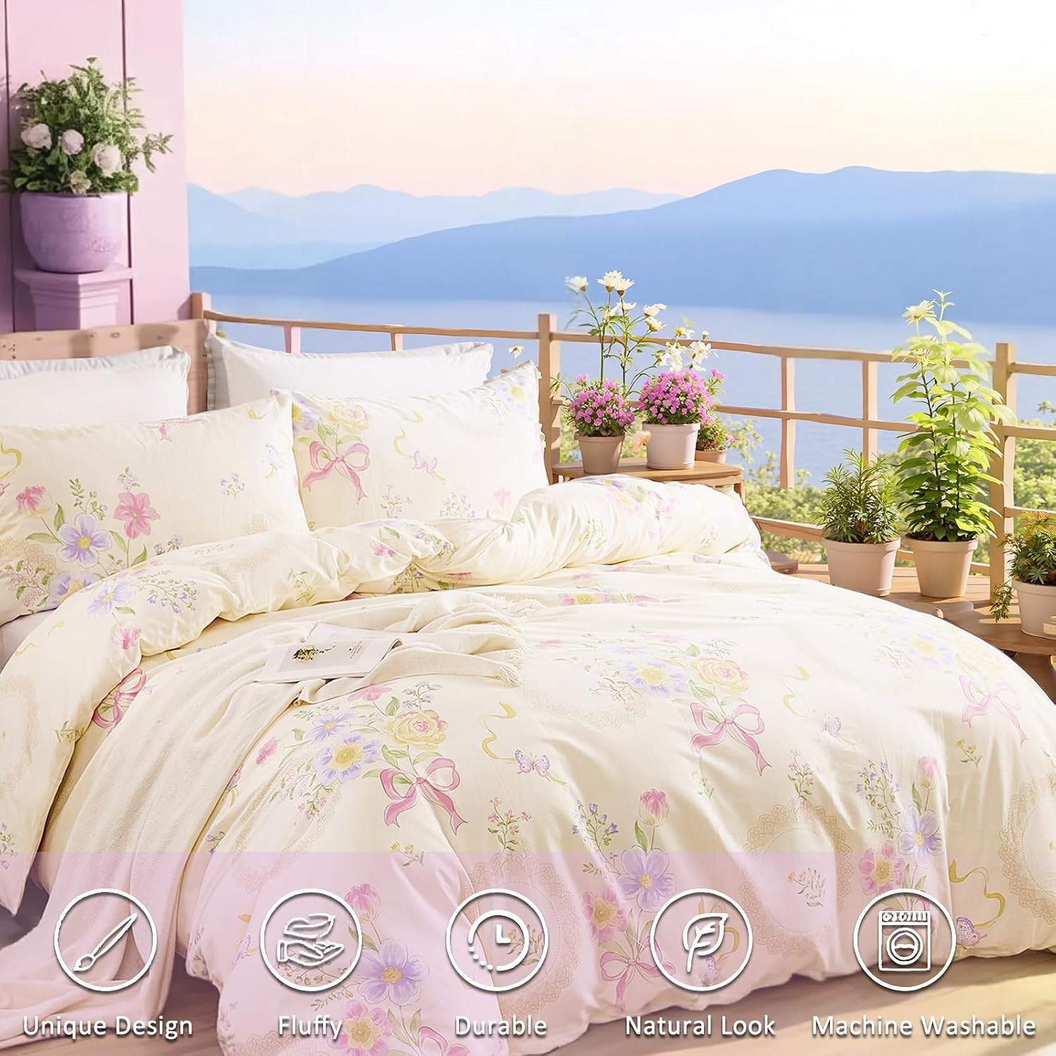Capa de edredão floral, tamanh - Aesthetic Floral Duvet Cover avaliação e preço