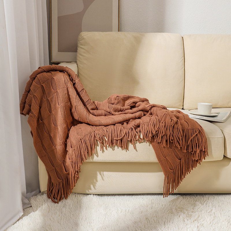 Nova Manta de Sofá de Tricô co - Boho Throw Blanket Fringe avaliação e preço