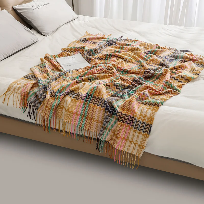 Manta Boho com Ondas e Franjas - Boho Throw Blanket Fringe avaliação e preço